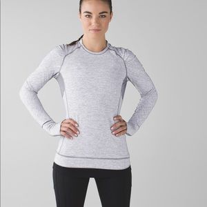 Lululemon Think Fast Long Sleeve in Tonka Stripe Heathered Slate White / Slate